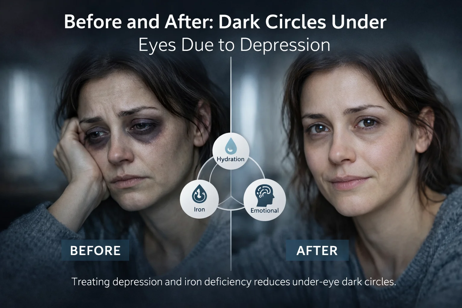 Before and after depression dark circles eye