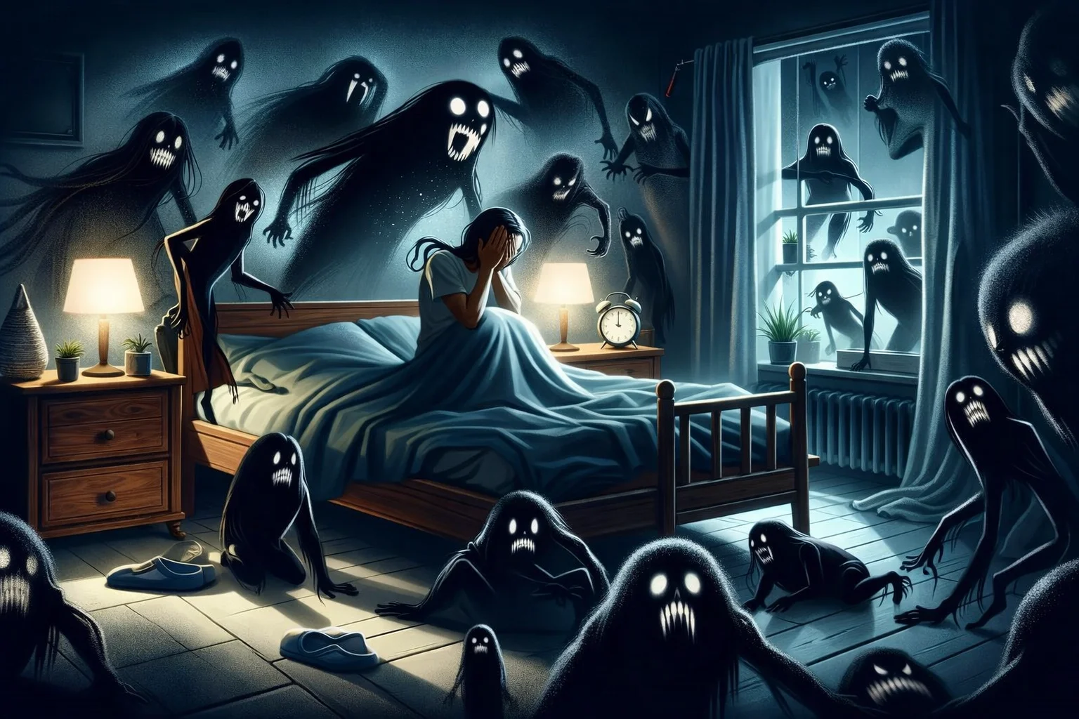 woman experiencing fear of sleep